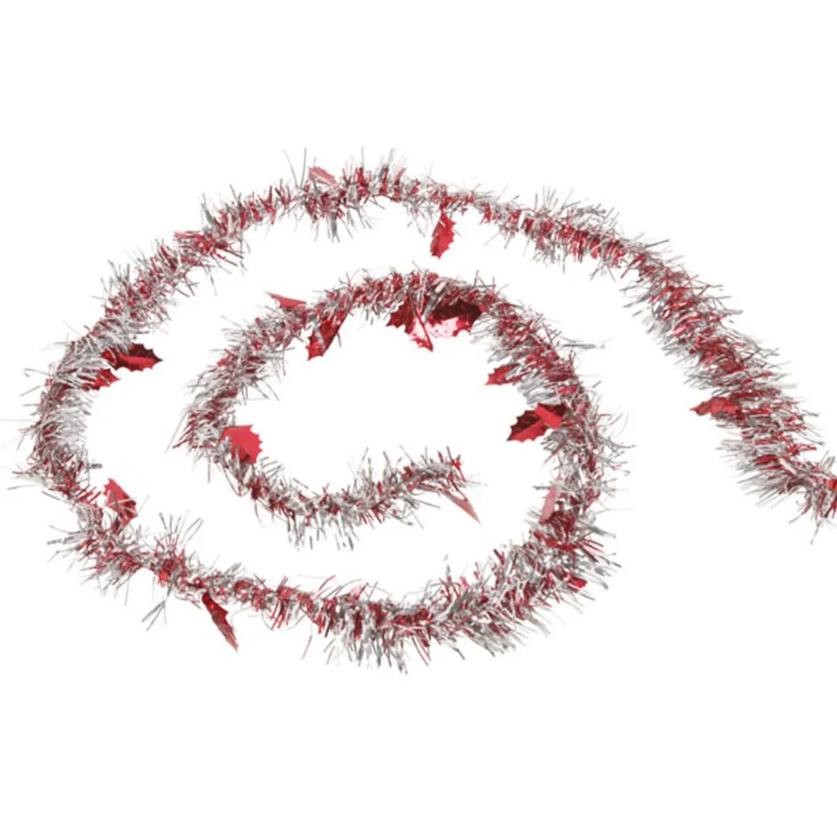 Guirlande de Noël argentée et rouge 2 m-Gifi Outlet