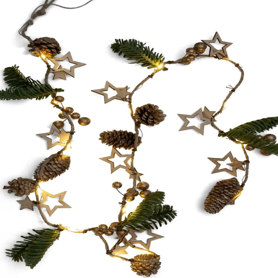 Guirlande Lumineuse intérieure pomme de pin et sapin 15LED 1,4m-Gifi New