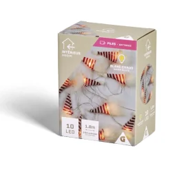 Guirlande lumineuse intérieur gnome 10LED blanc chaud à piles 1,8m-Gifi Clearance