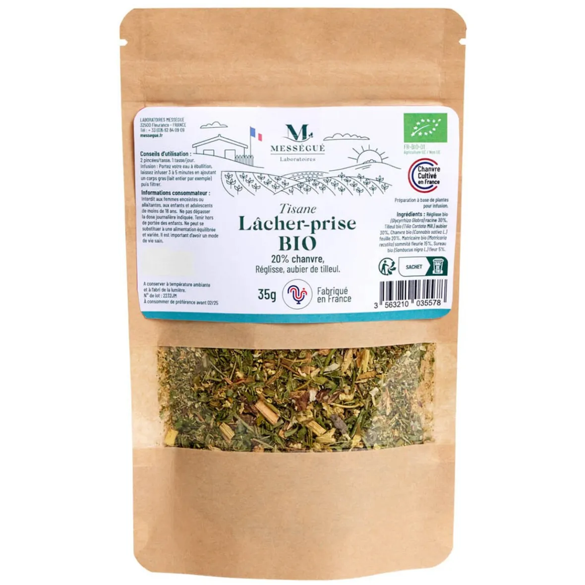 Infusion Bio Chanvre tisane lâcher prise 35g-Gifi Clearance