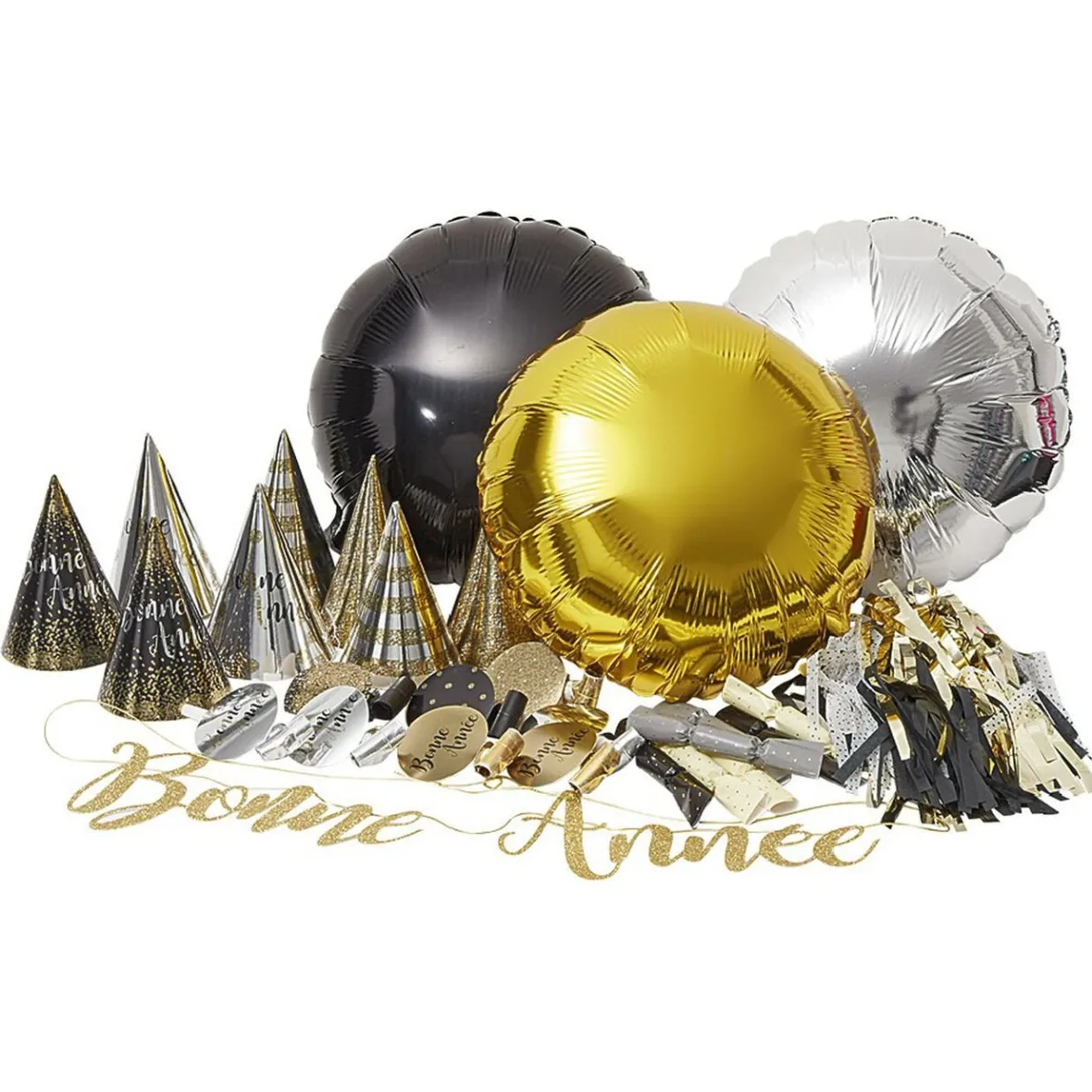 Kit de décoration or argent noir 8 personnes-Gifi Clearance