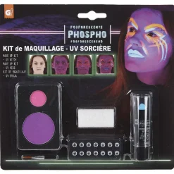 Kit de maquillage phosphorescent fluo sorcière Halloween-Gifi