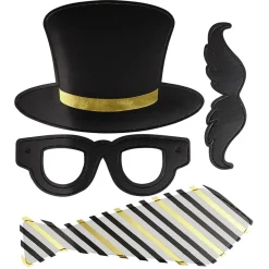 Kit photo booth noir et doré 10 pièces-Gifi Discount