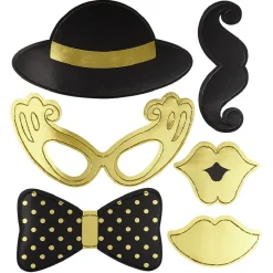 Kit photo booth noir et doré 10 pièces-Gifi Discount
