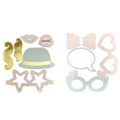 Kit photo booth rose, vert et doré 10 pièces-Gifi