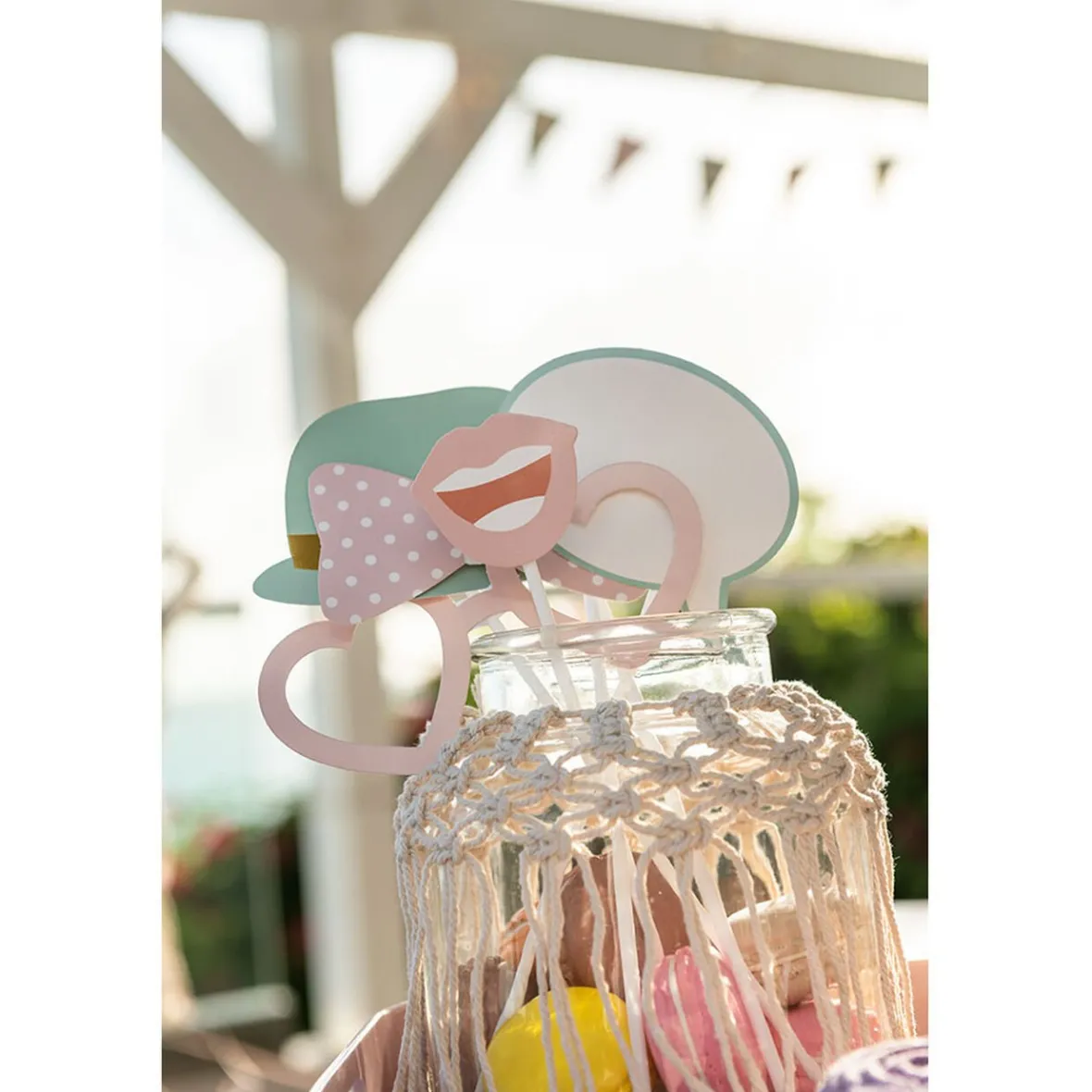 Kit photo booth rose, vert et doré 10 pièces-Gifi