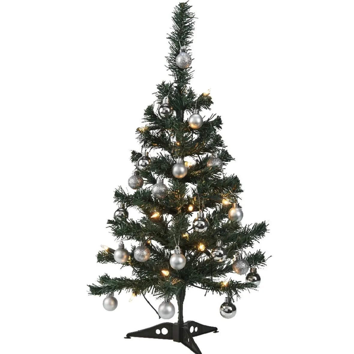 Kit sapin noël argenté lumineux blanc chaud H. 60 cm-Gifi Clearance