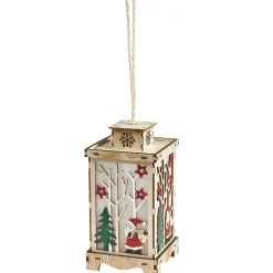 Lanterne lumineuse intérieur en bois décor Noël-Gifi Online