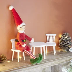 Lot de 2 chaises avec table pour lutin farceur en bois blanc-Gifi Discount