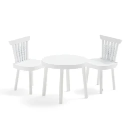 Lot de 2 chaises avec table pour lutin farceur en bois blanc-Gifi Discount