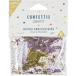 Lot de confettis joyeux anniversaire rose doré et blanc-Gifi Clearance
