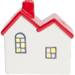 Maison lumineuse 1LED céramique rouge et blanc H12,3cm-Gifi Clearance