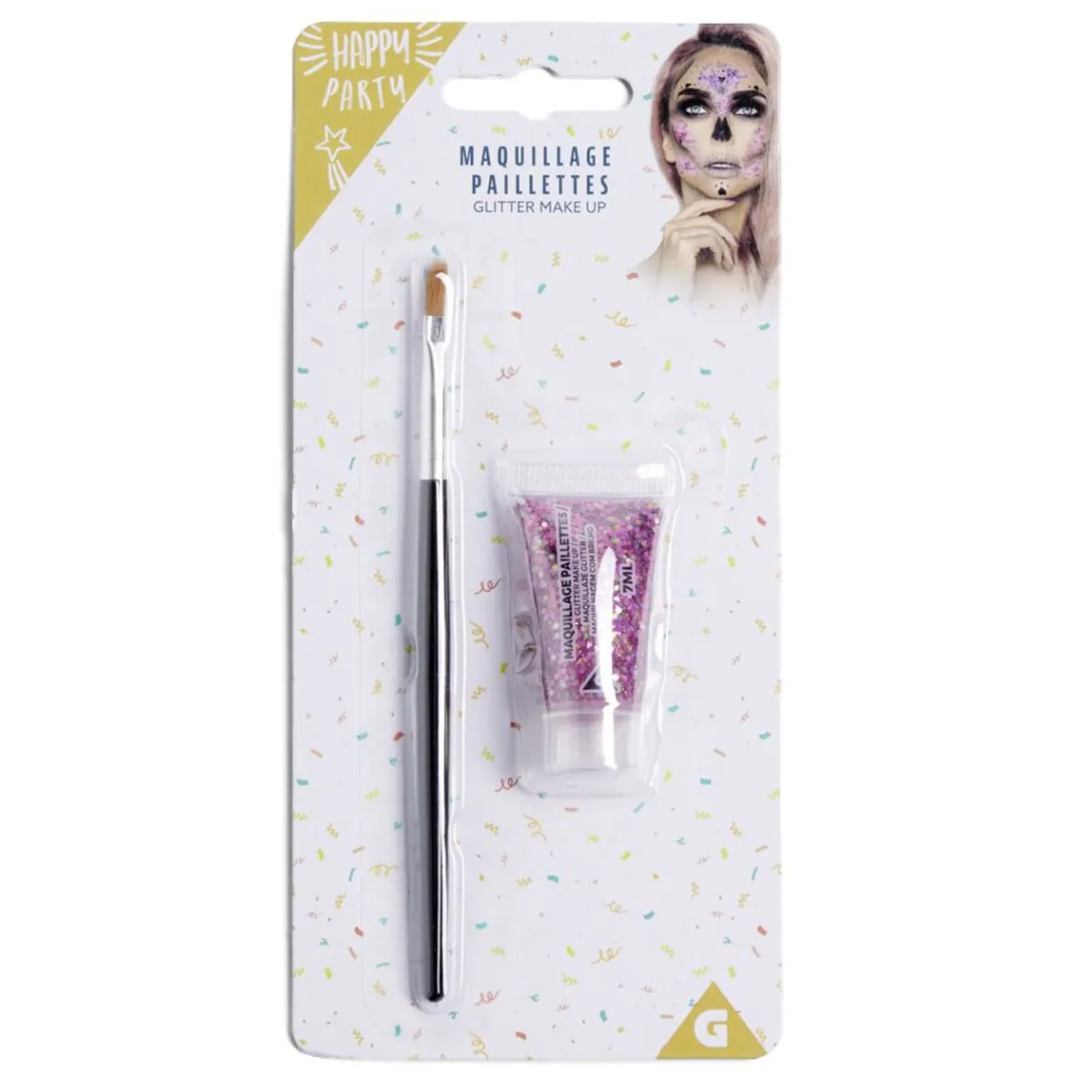 Maquillage paillettes avec pinceau - 4 coloris-Gifi