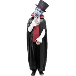 Masque adulte Halloween grosse tête vampire avec chapeau bleu noir-Gifi New