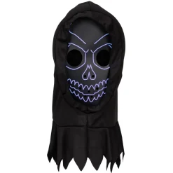 Masque adulte Halloween tête de mort LED avec cagoule noir-Gifi Sale
