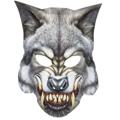 Masque enfant Halloween loup animal noir et gris-Gifi Online
