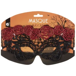 Masque loup vénitien adulte dentelle noir et rouge-Gifi Hot