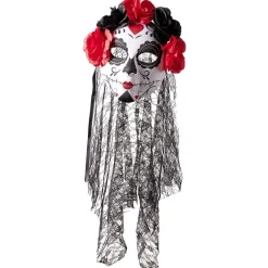 Masque squelette adulte jour des morts calavera fleur rouge et noir-Gifi Outlet