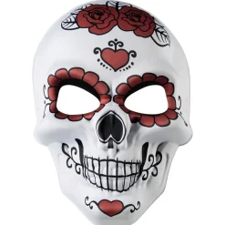 Masque squelette adulte jour des morts calavera fleur rouge et noir-Gifi Discount