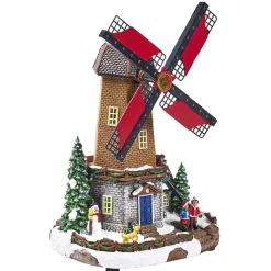 Moulin à vent lumineux animé et musical Village de Noël-Gifi New