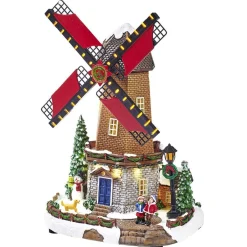 Moulin à vent lumineux animé et musical Village de Noël-Gifi New