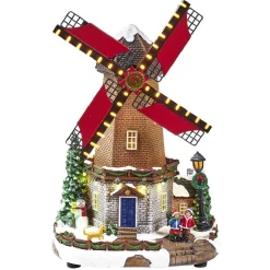 Moulin à vent lumineux animé et musical Village de Noël-Gifi New