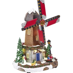 Moulin à vent lumineux animé et musical Village de Noël-Gifi New