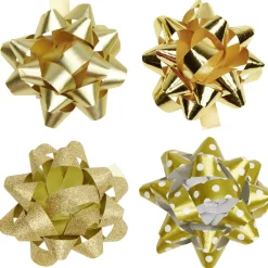 Noeud brillant blanc noir doré pour emballage cadeau x8-Gifi Online