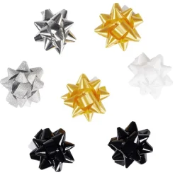 Noeud de Noël bolduc blanc noir doré argenté x8-Gifi Online