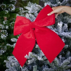 Noeud de Noël XL velours rouge à suspendre H. 40cm-Gifi Clearance