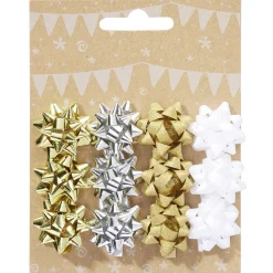 Noeud métallisé petit format pour emballage cadeau x12-Gifi Clearance