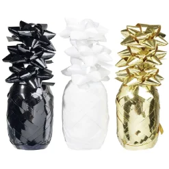 Noeud métallisé x9 avec bolduc x3 doré blanc noir-Gifi New