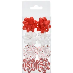 Noeud pour emballage cadeau de Noël rouge et blanc x8-Gifi Online