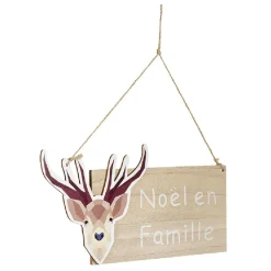 Pancarte de Noël à suspendre motif renne avec inscription-Gifi