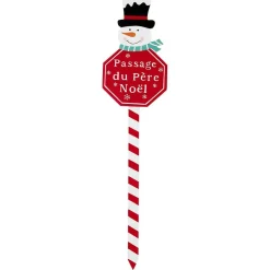 Pancarte de Noël en bois rouge et blanc H50cm-Gifi Outlet
