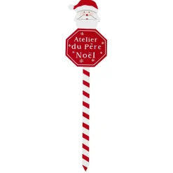 Pancarte de Noël en bois rouge et blanc H50cm-Gifi Outlet