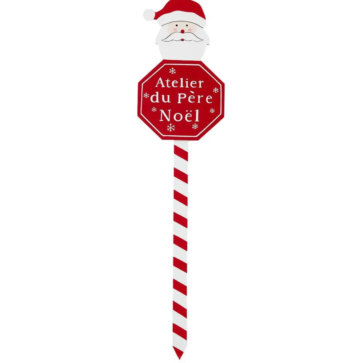 Pancarte de Noël en bois rouge et blanc H50cm-Gifi Outlet