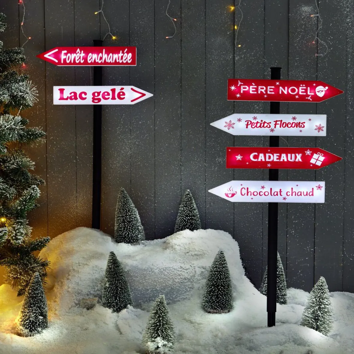 Pancarte directionnelle lumineuse solaire 32 LED H100cm-Gifi New