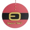 Pancarte Joyeux Noël en bois ceinture rouge et noire Ø30cm-Gifi Best