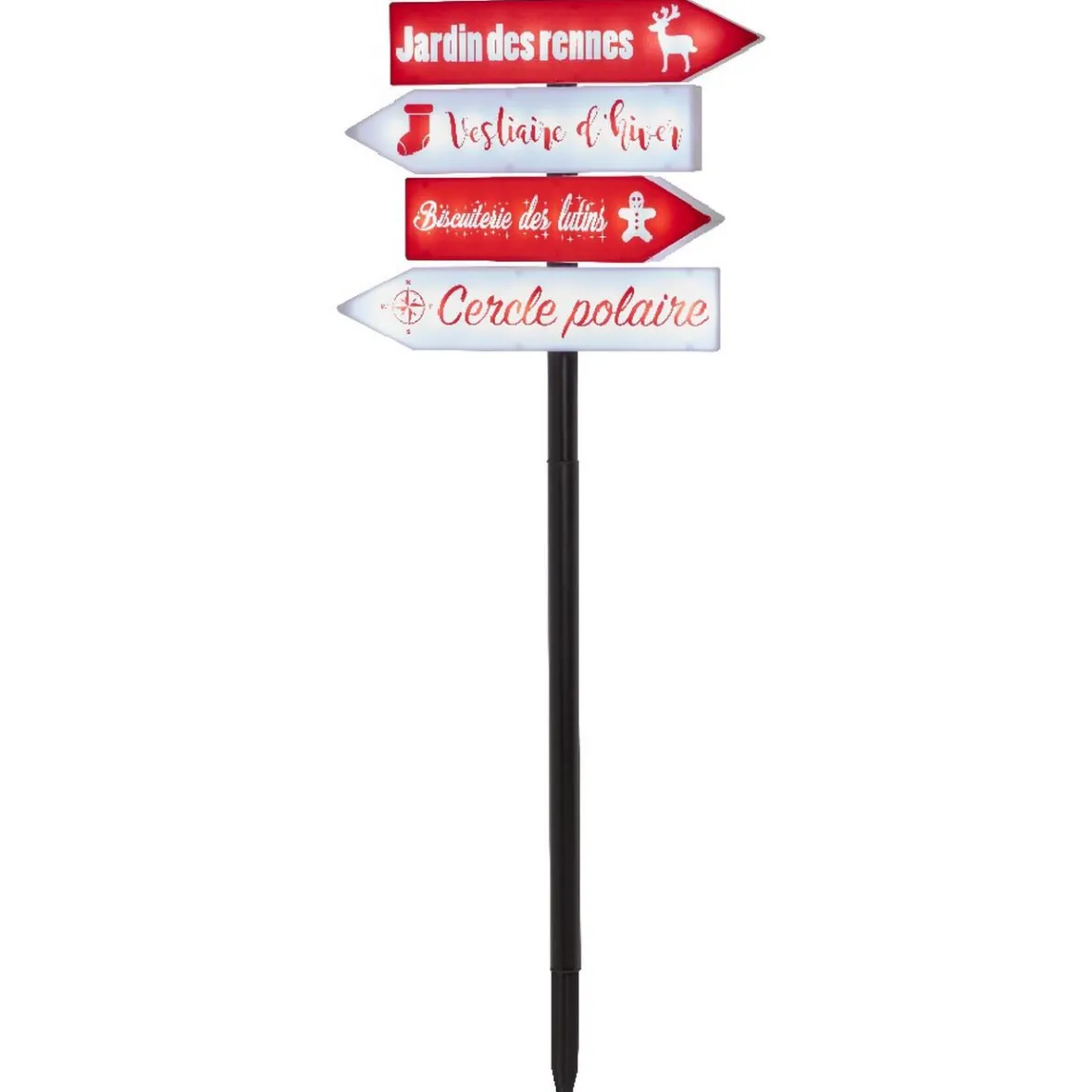 Pancarte lumineuse solaire 32 LED inscription thème Noël rouge blanc-Gifi Clearance