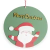 Pancarte ronde en bois Père Noël rouge et vert Ø30cm-Gifi Outlet