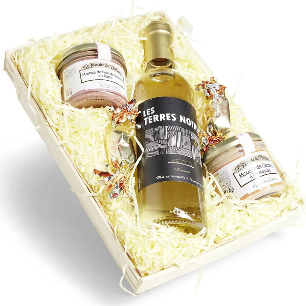 Panier gourmand 1 bouteille vin blanc/2 pâtés/2 papillotes chocolat-Gifi Discount