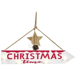 Panneau directionnel lumineux de Noël à suspendre L39,5cm blanc chaud-Gifi Best