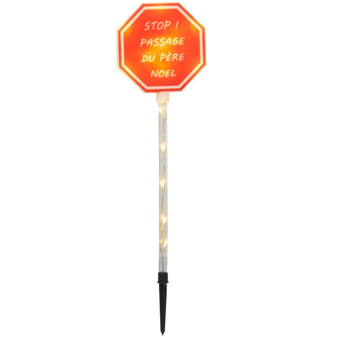 Panneau solaire à planter Stop Père Noël rouge-Gifi Discount