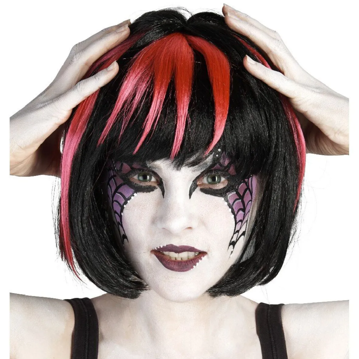 Perruque carrée bicolore Halloween pour femme-Gifi