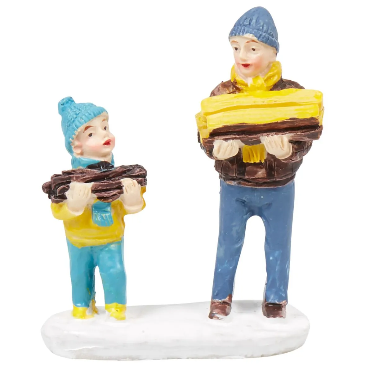Personnage village de Noël adulte et enfant portent du bois-Gifi Discount