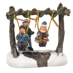 Personnage village de Noël enfants sur balancelle-Gifi Hot