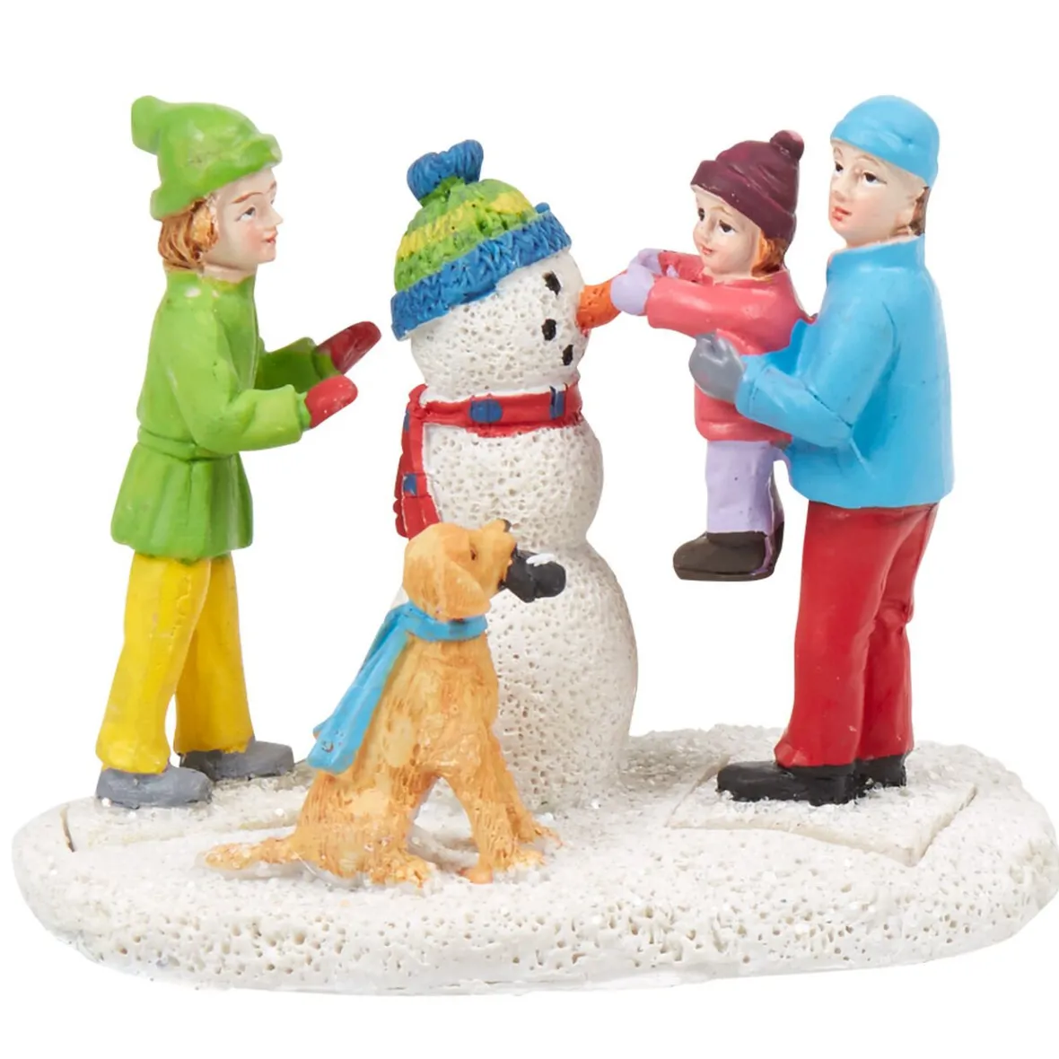 Personnage village de Noël bonhomme de neige avec enfants-Gifi