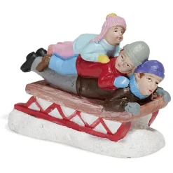 Personnage village de Noël adulte et enfant sur luge x3-Gifi Outlet