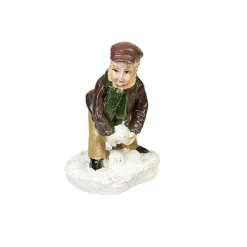 Personnage village de Noël enfant ramasse la neige-Gifi Discount